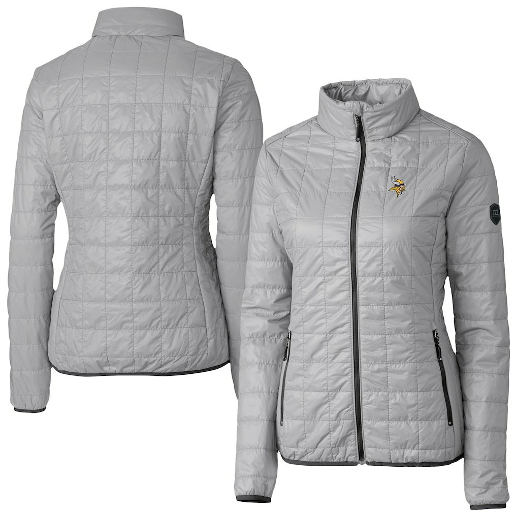 Minnesota Vikings Cutter & Buck Women's Rainier PrimaLoft Eco Insulated Full-Zip Puffer Jacket - Gray Jackets