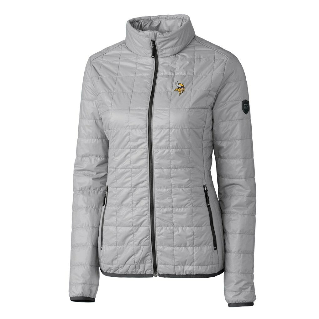 Minnesota Vikings Cutter & Buck Women's Rainier PrimaLoft Eco Insulated Full-Zip Puffer Jacket - Gray Jackets