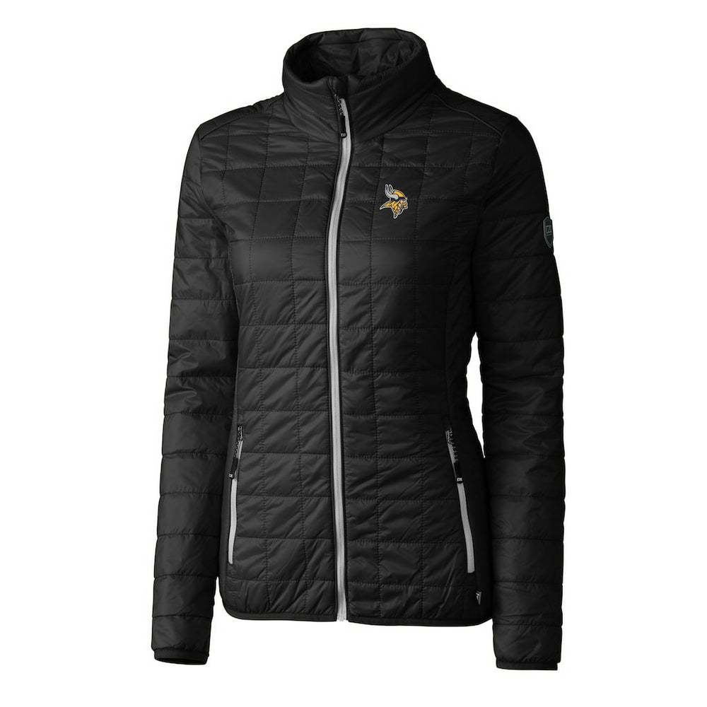 Minnesota Vikings Cutter & Buck Women's Rainier PrimaLoft Eco Insulated Full-Zip Puffer Jacket - Black Jackets