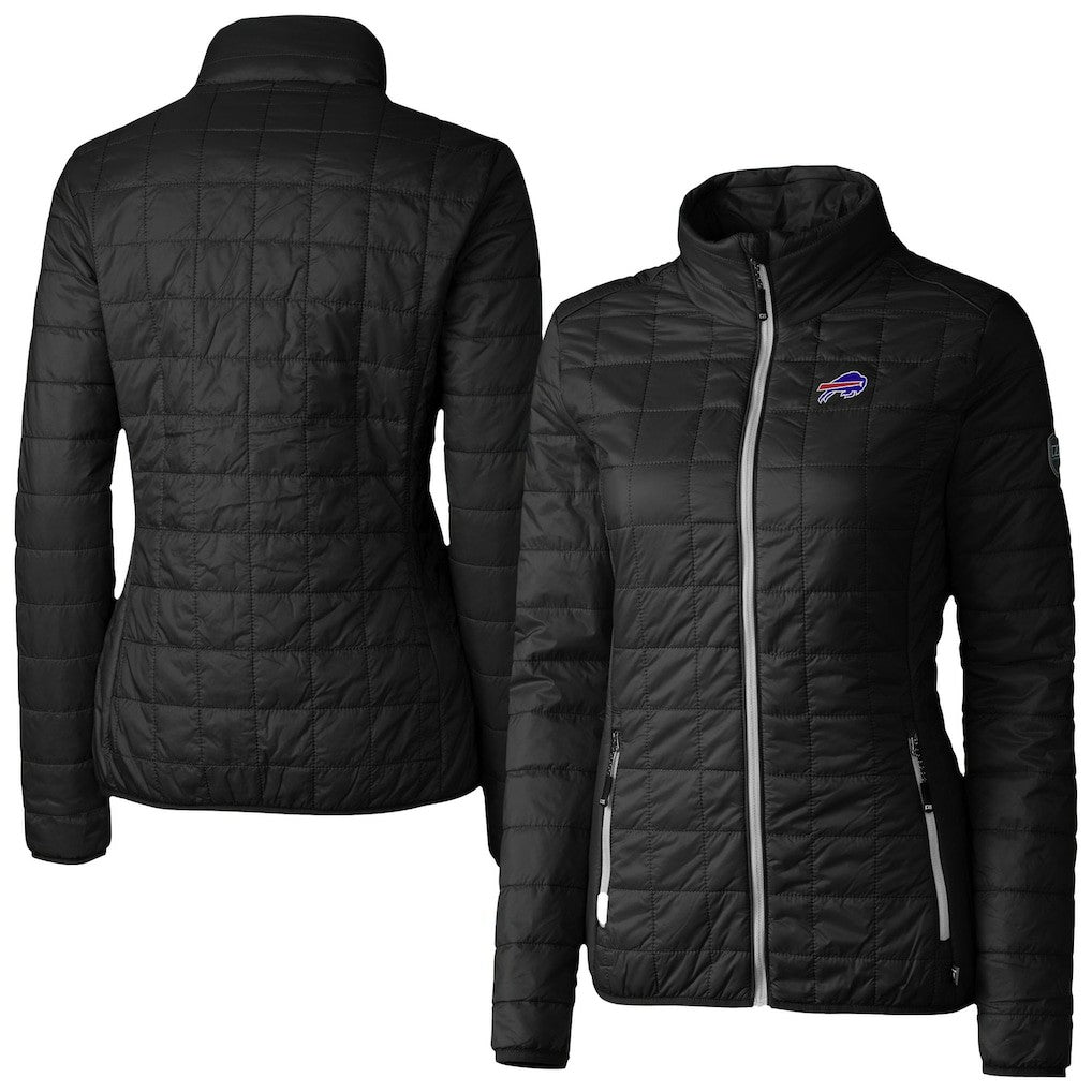 Buffalo Bills Cutter & Buck Women's Rainier PrimaLoft Eco Insulated Full-Zip Puffer Jacket - Black Jackets