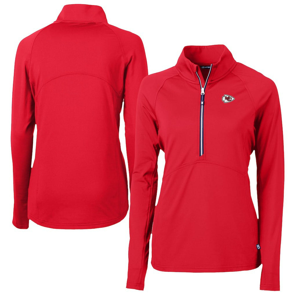Kansas City Chiefs Cutter & Buck Women's Adapt Eco Knit Stretch Recycled Half-Zip Pullover Top - Red Pullover