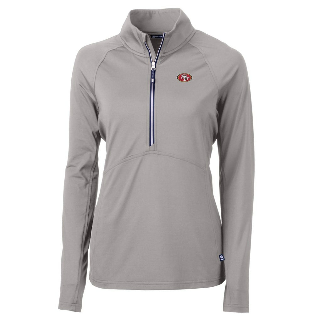 San Francisco 49ers Cutter & Buck Women's Adapt Eco Knit Stretch Recycled Half-Zip Pullover Top - Gray Pullover