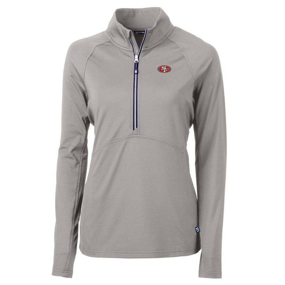San Francisco 49ers Cutter & Buck Women's Adapt Eco Knit Stretch Recycled Half-Zip Pullover Top - Gray Pullover