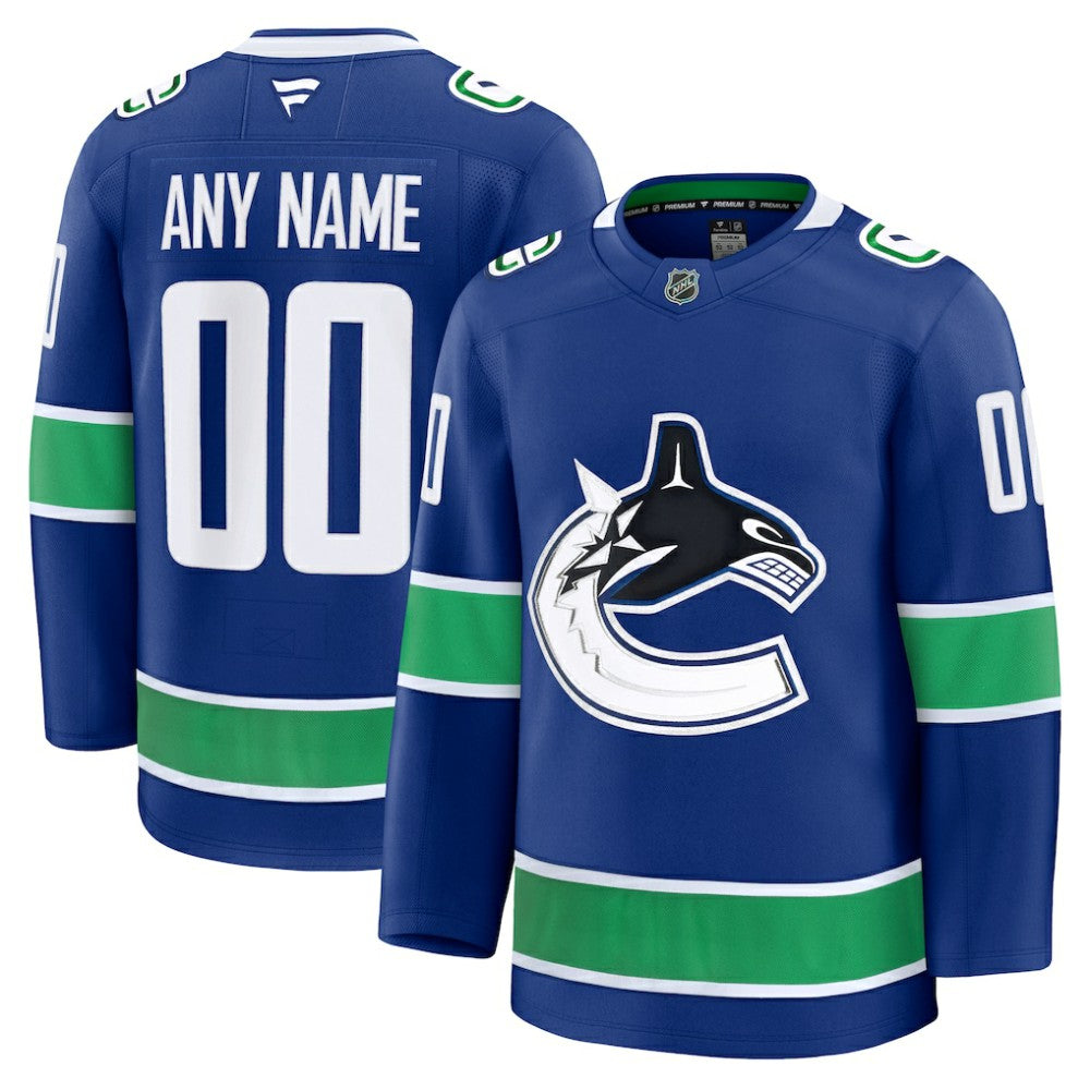 Vancouver Canucks Fanatics Home Premium Custom Jersey - Blue | US 202055733