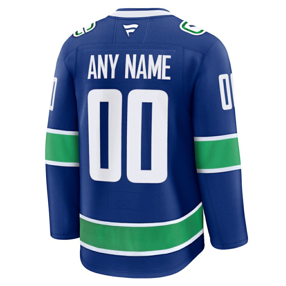 Vancouver Canucks Fanatics Home Premium Custom Jersey - Blue | US 202055733