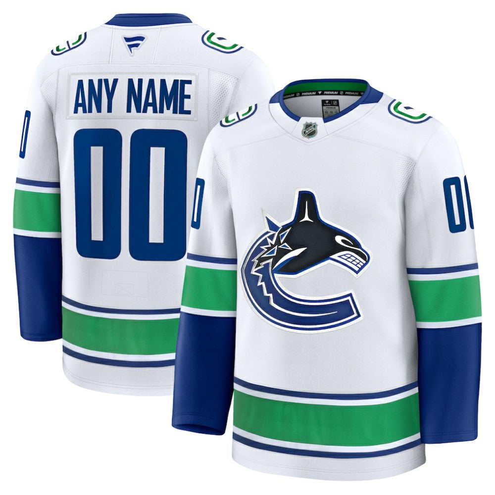 Vancouver Canucks Fanatics Away Premium Custom Jersey - White | US 202055743