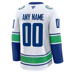 Vancouver Canucks Fanatics Away Premium Custom Jersey - White | US 202055743