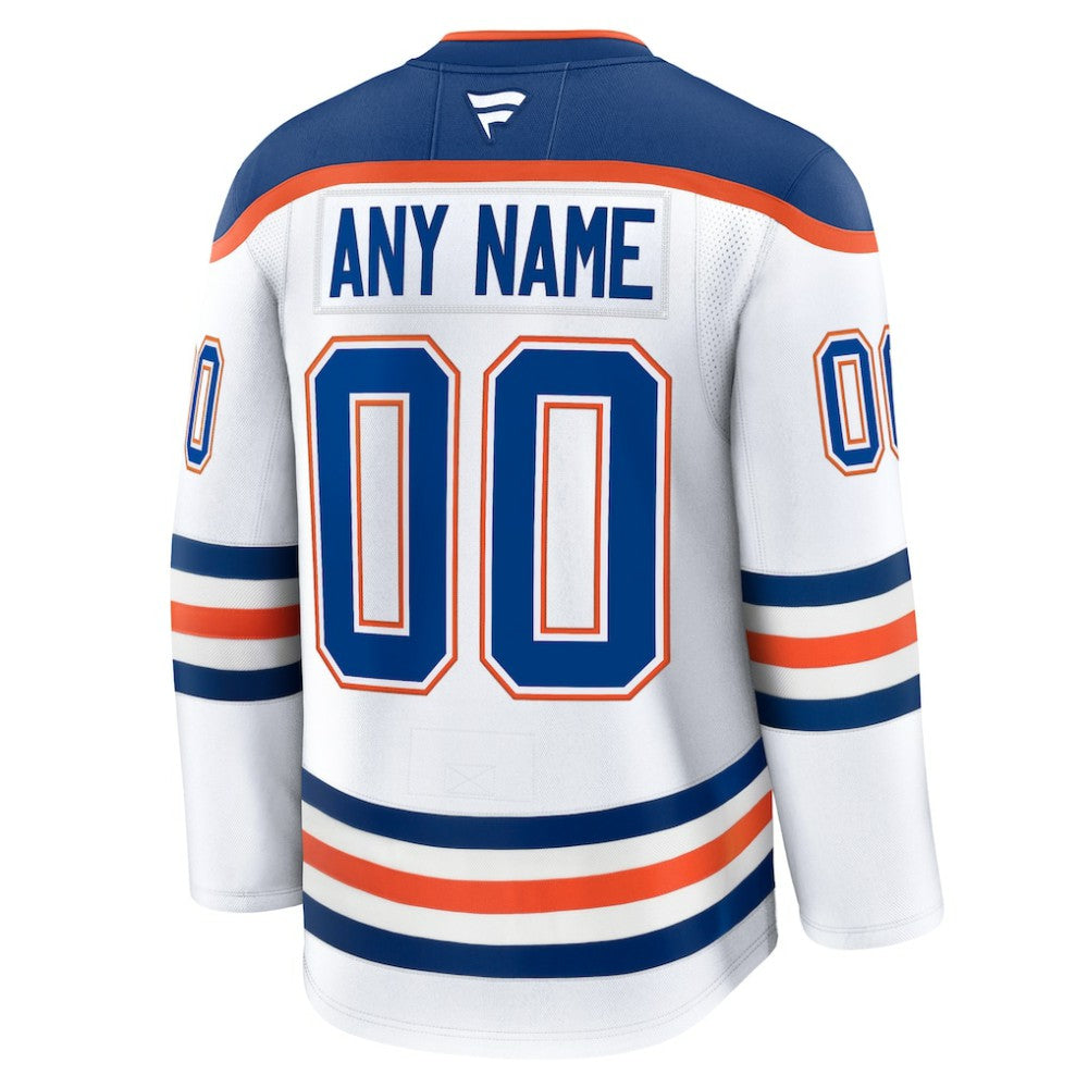 Edmonton Oilers Fanatics Away Premium Custom Jersey - White | US 202055769