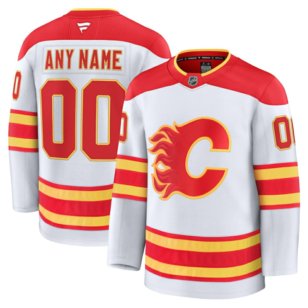 Calgary Flames Fanatics Away Premium Custom Jersey - White | US 202055772