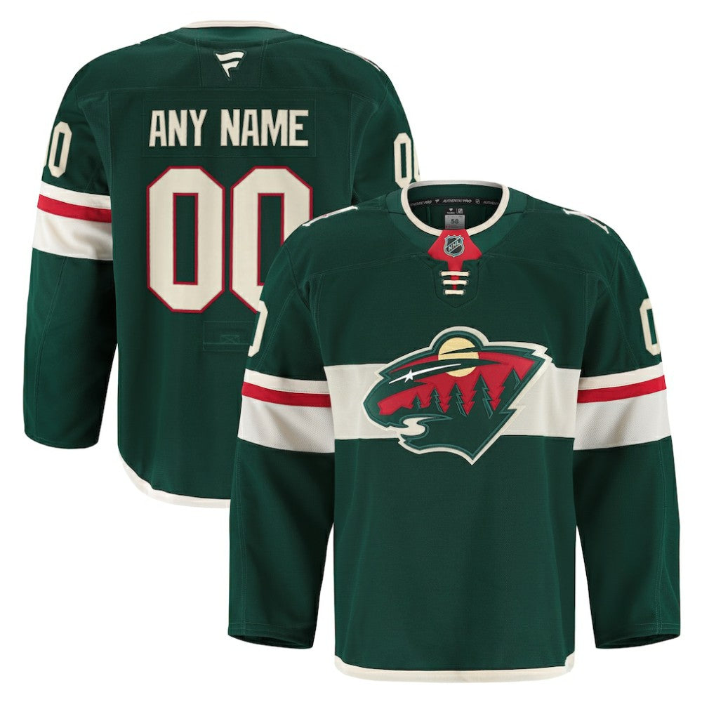 Minnesota Wild Fanatics Home Authentic Pro Custom Jersey - Green | US 202056768