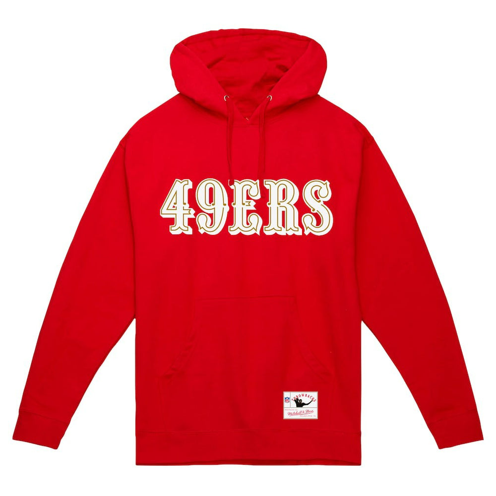 San Francisco 49ers Team Wordmark Vintage Pullover Hoodie - Scarlet Hoodies