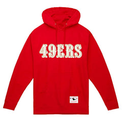 San Francisco 49ers Team Wordmark Vintage Pullover Hoodie - Scarlet Hoodies