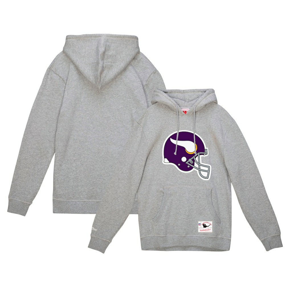 Minnesota Vikings Helmet Logo Vintage Pullover Hoodie - Heather Gray Hoodies