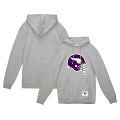 Minnesota Vikings Helmet Logo Vintage Pullover Hoodie - Heather Gray Hoodies