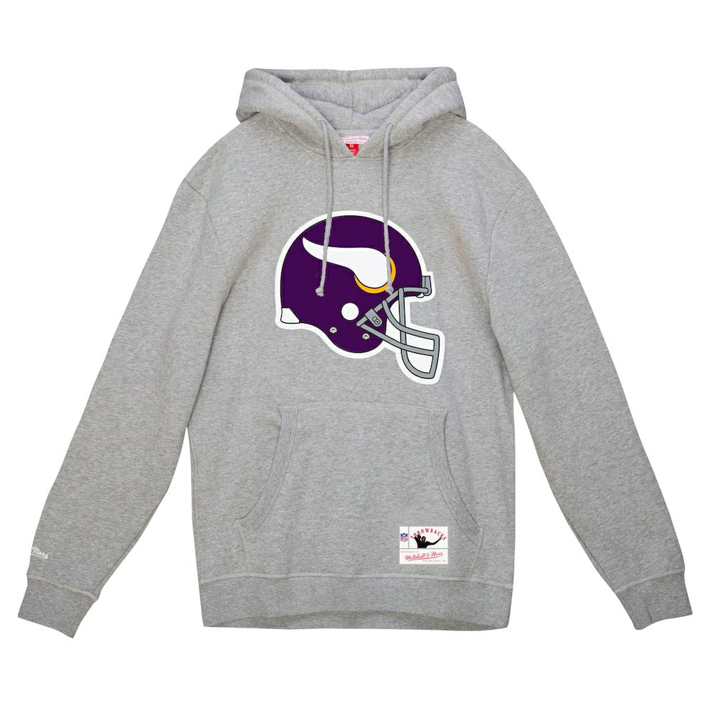 Minnesota Vikings Helmet Logo Vintage Pullover Hoodie - Heather Gray Hoodies
