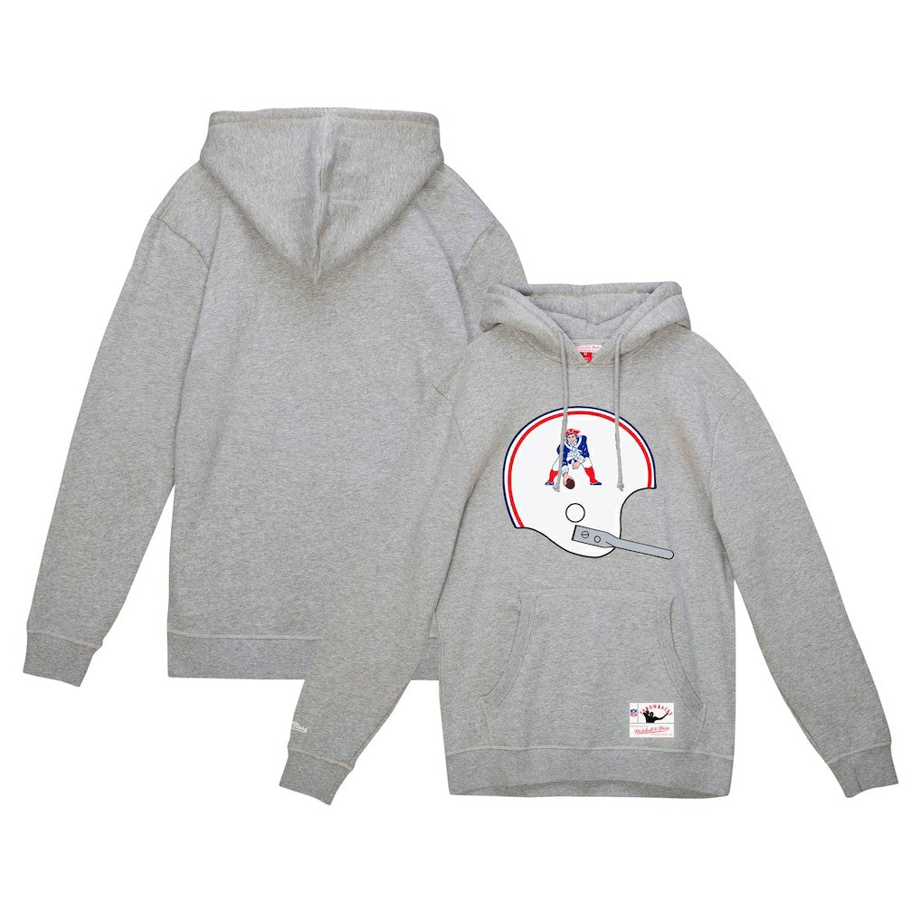 New England Patriots Helmet Logo Vintage Pullover Hoodie - Heather Gray Hoodies