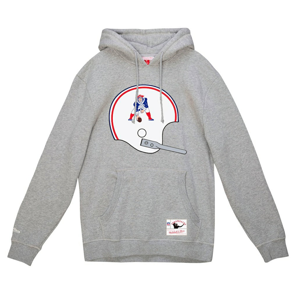 New England Patriots Helmet Logo Vintage Pullover Hoodie - Heather Gray Hoodies