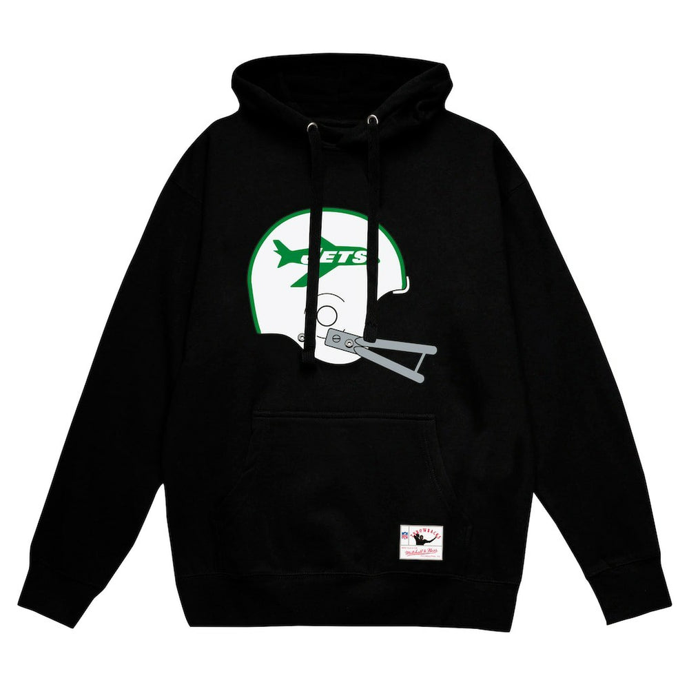 New York Jets Helmet Logo Vintage Pullover Hoodie - Black Hoodies