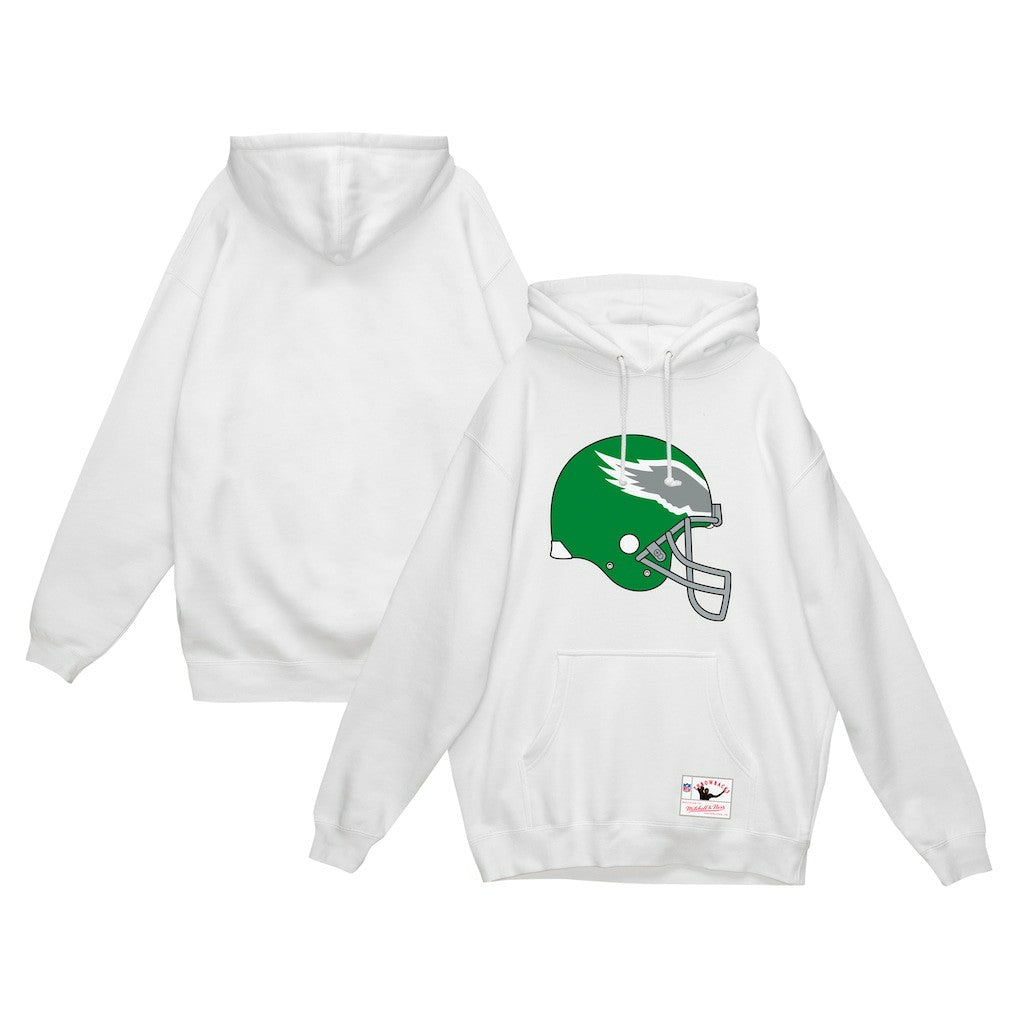 Philadelphia Eagles Helmet Logo Vintage Pullover Hoodie - White Hoodies