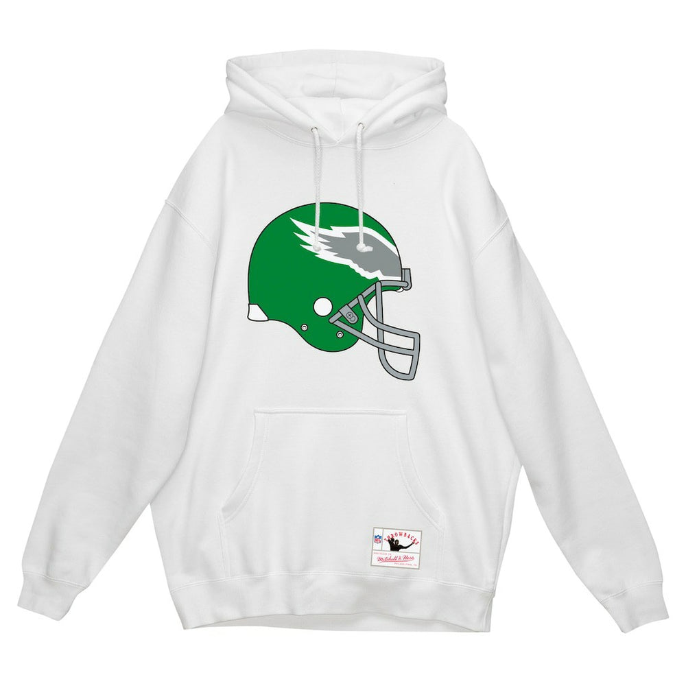 Philadelphia Eagles Helmet Logo Vintage Pullover Hoodie - White Hoodies