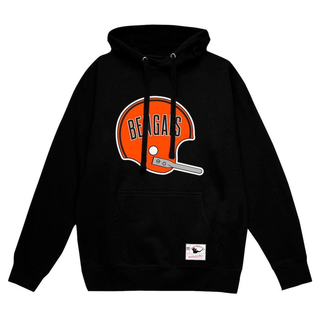 Cincinnati Bengals Helmet Logo Vintage Pullover Hoodie - Black Hoodies