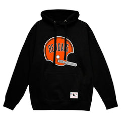 Cincinnati Bengals Helmet Logo Vintage Pullover Hoodie - Black Hoodies