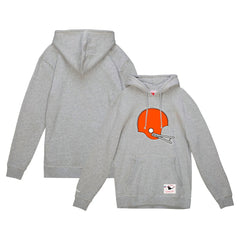 Cleveland Browns Helmet Logo Vintage Pullover Hoodie - Heather Gray Hoodies