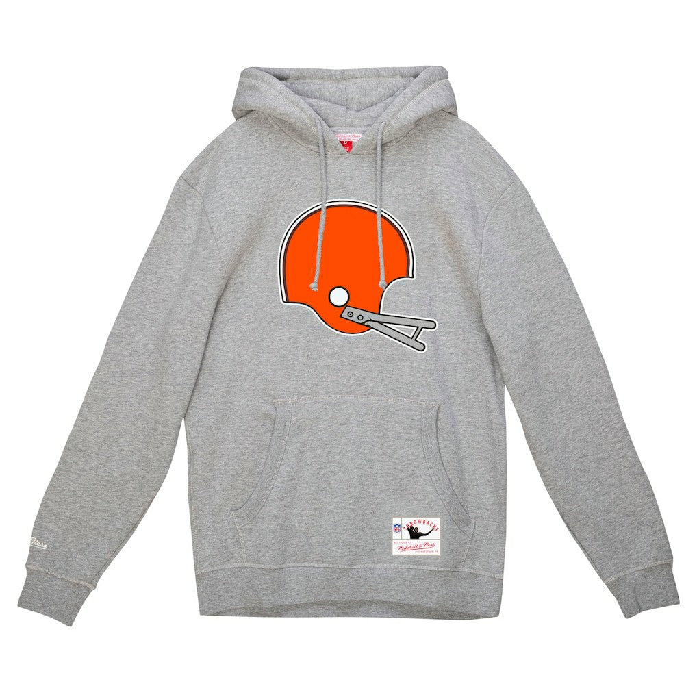 Cleveland Browns Helmet Logo Vintage Pullover Hoodie - Heather Gray Hoodies