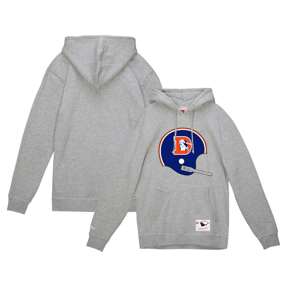 Denver Broncos Helmet Logo Vintage Pullover Hoodie - Heather Gray Hoodies
