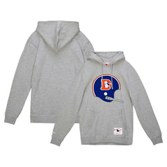 Denver Broncos Helmet Logo Vintage Pullover Hoodie - Heather Gray Hoodies