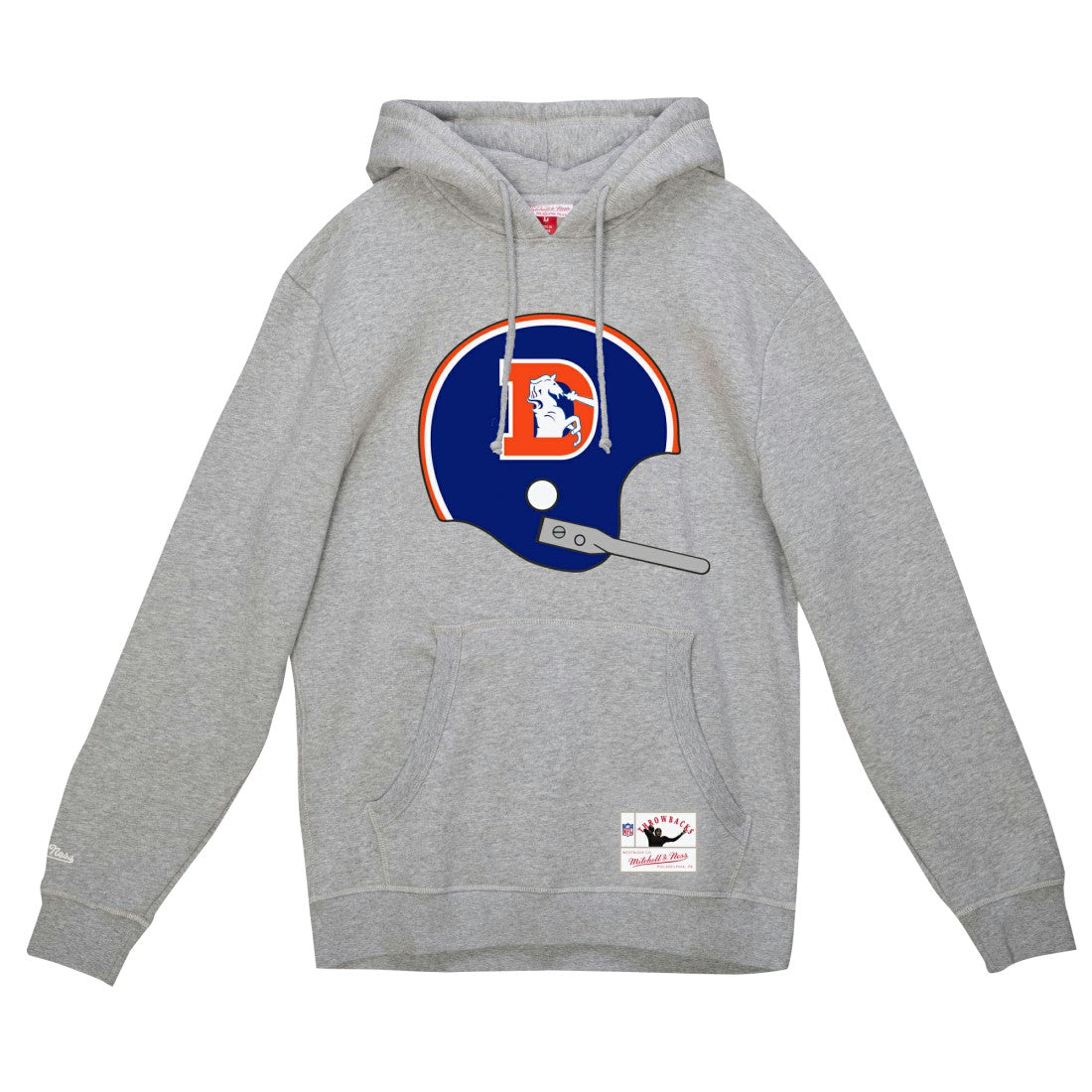 Denver Broncos Helmet Logo Vintage Pullover Hoodie - Heather Gray Hoodies