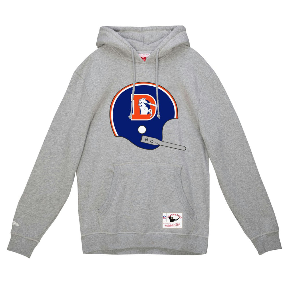 Denver Broncos Helmet Logo Vintage Pullover Hoodie - Heather Gray Hoodies