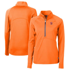 Tampa Bay Buccaneers Cutter & Buck Women's DryTec Adapt Eco Knit Stretch Recycled Raglan Half-Zip Top - Orange Tops