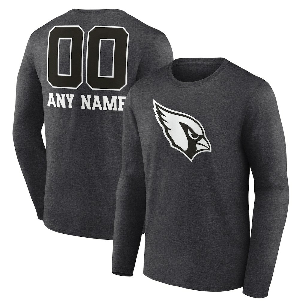 Arizona Cardinals Personalized Name & Number Monochrome Long Sleeve T-Shirt - Charcoal T-shirts