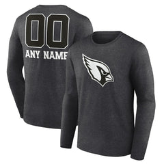 Arizona Cardinals Personalized Name & Number Monochrome Long Sleeve T-Shirt - Charcoal T-shirts
