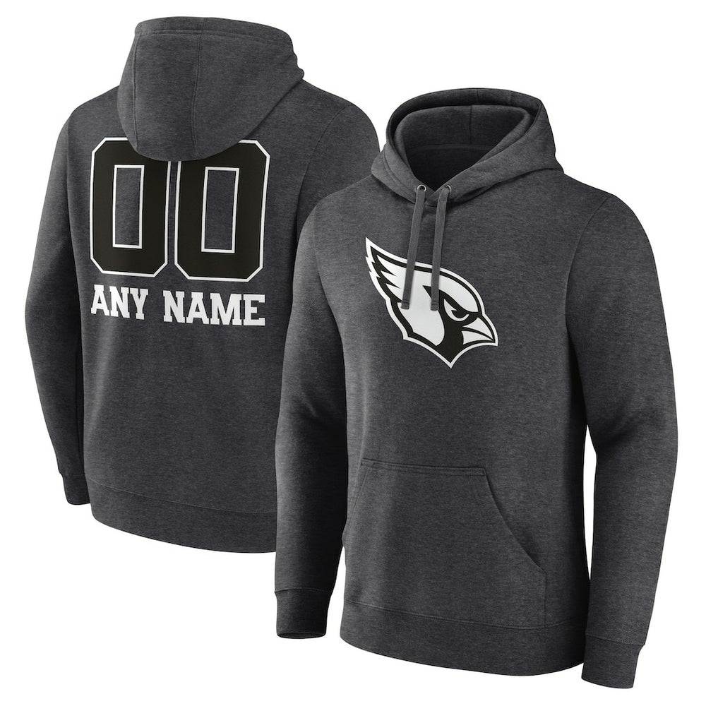 Arizona Cardinals Personalized Name & Number Monochrome Pullover Hoodie - Charcoal Hoodies