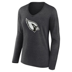 Arizona Cardinals Women's Personalized Name & Number Monochrome V-neck T-Shirt - Charcoal T-shirts