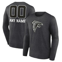 Atlanta Falcons Personalized Name & Number Monochrome Long Sleeve T-Shirt - Charcoal T-shirts