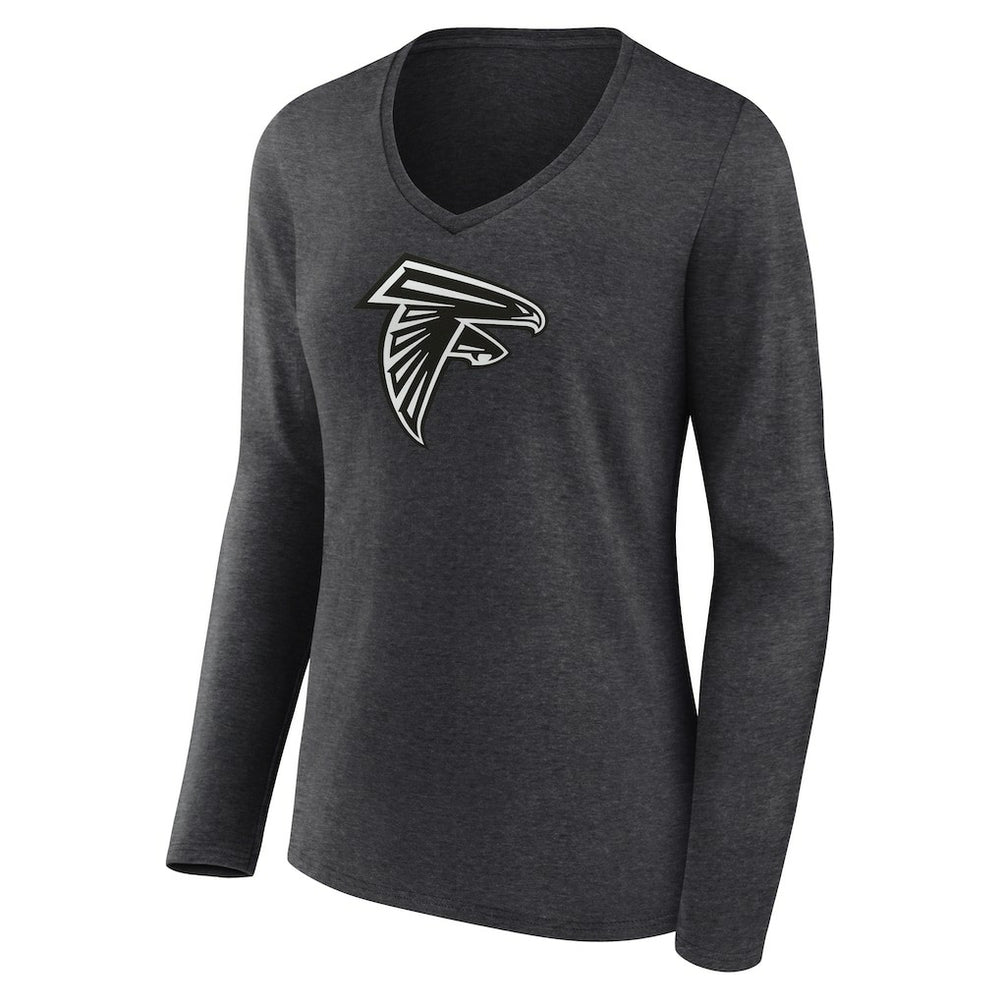 Atlanta Falcons Women's Personalized Name & Number Monochrome V-neck T-Shirt - Charcoal T-shirts