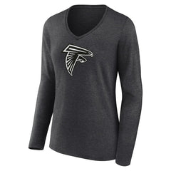 Atlanta Falcons Women's Personalized Name & Number Monochrome V-neck T-Shirt - Charcoal T-shirts
