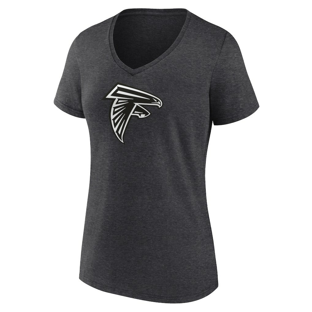Atlanta Falcons Women's Personalized Name & Number Monochrome V-Neck Long Sleeve T-Shirt - Charcoal T-shirts