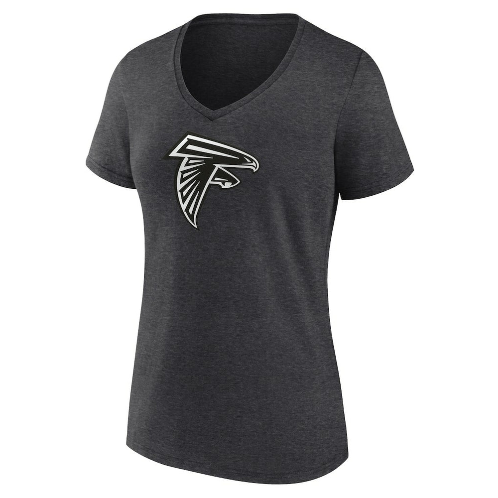 Atlanta Falcons Women's Personalized Name & Number Monochrome V-Neck Long Sleeve T-Shirt - Charcoal T-shirts