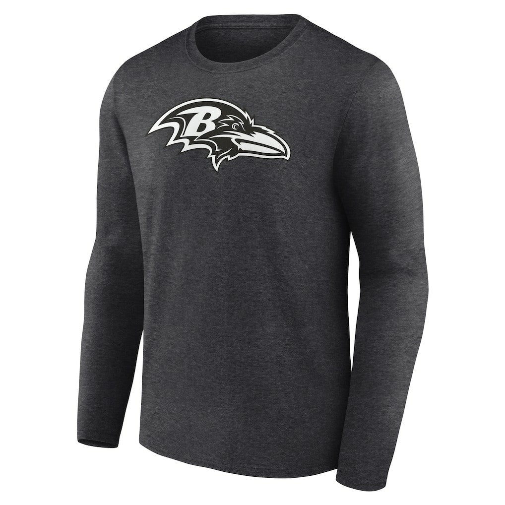 Baltimore Ravens Personalized Name & Number Monochrome Long Sleeve T-Shirt - Charcoal T-shirts