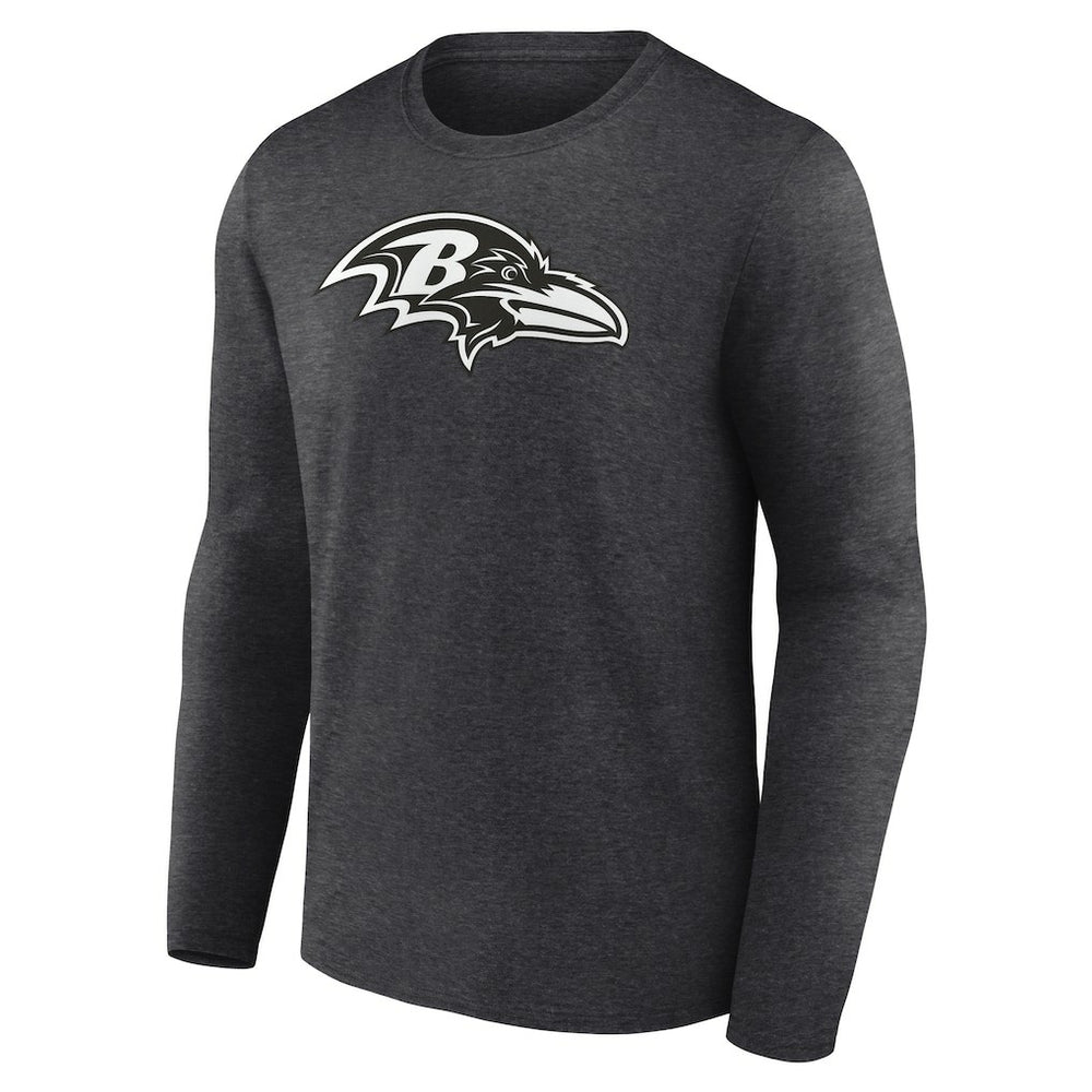 Baltimore Ravens Personalized Name & Number Monochrome Long Sleeve T-Shirt - Charcoal T-shirts