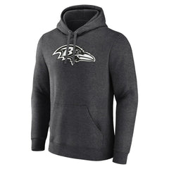Baltimore Ravens Personalized Name & Number Monochrome Pullover Hoodie - Charcoal Hoodies