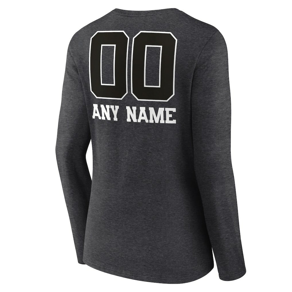 Baltimore Ravens Women's Personalized Name & Number Monochrome V-neck T-Shirt - Charcoal T-shirts