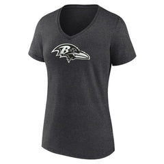 Baltimore Ravens Women's Personalized Name & Number Monochrome V-Neck Long Sleeve T-Shirt - Charcoal T-shirts