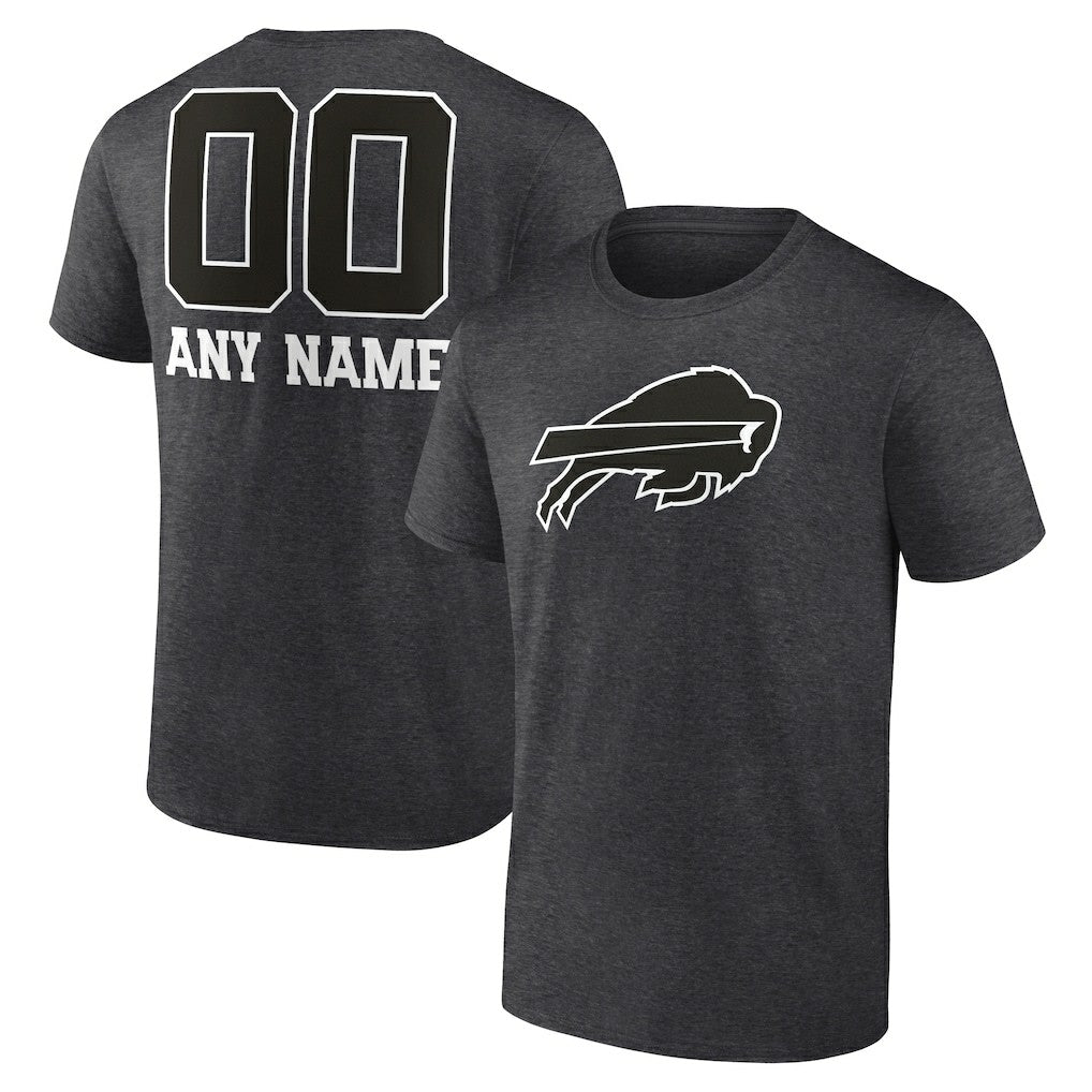 Buffalo Bills Personalized Name & Number Monochrome T-Shirt - Charcoal T-shirts