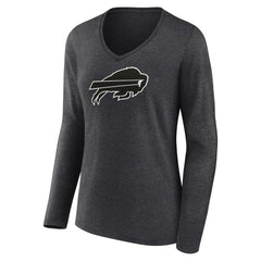 Buffalo Bills Women's Personalized Name & Number Monochrome V-neck T-Shirt - Charcoal T-shirts