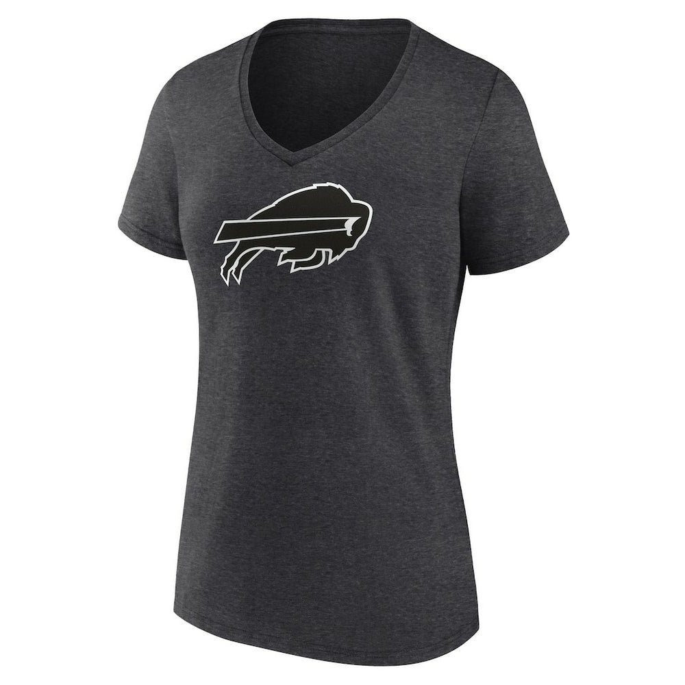 Buffalo Bills Women's Personalized Name & Number Monochrome V-Neck Long Sleeve T-Shirt - Charcoal T-shirts